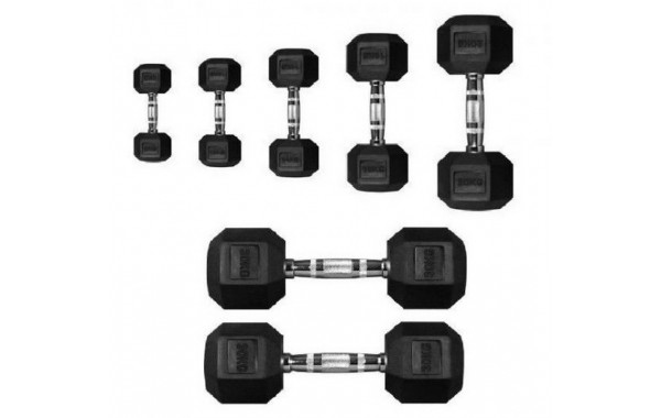 Гантель 40кг Perform Better Rubber Encased Hex Dumbbells 4137-40\BK-40-00 600_380