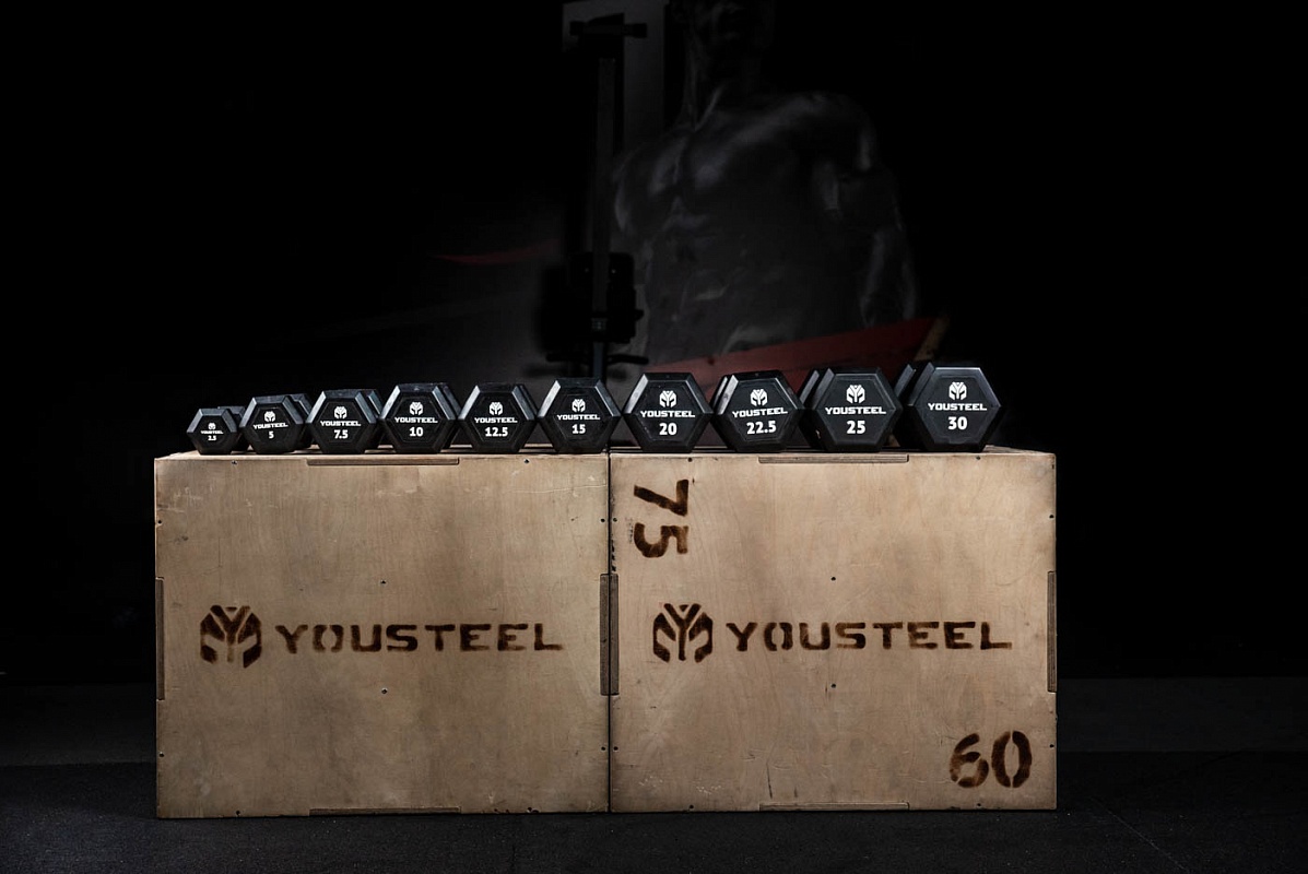 Гантель обрезиненная YouSteel HEX DB 12,5 кг 1197_800