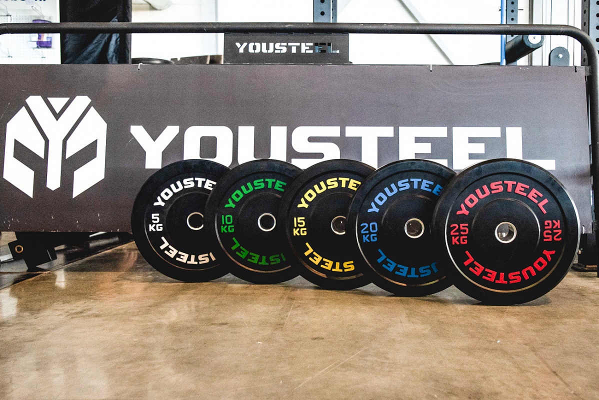 Диск каучуковый для штанги YouSteel тренировочный черный 20кг 1198_800